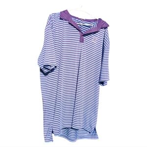 Purple and White Striped Polo Shirt XXL